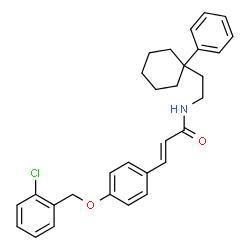 ChemSpider 2D Image | (2E)-3-{4-[(2-Chlorobenzyl)oxy]phenyl}-N-[2-(1-phenylcyclohexyl)ethyl]acrylamide | C30H32ClNO2