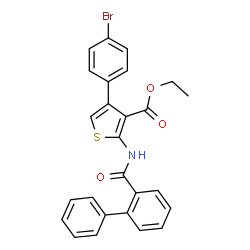 ChemSpider 2D Image | Ethyl 2-[(2-biphenylylcarbonyl)amino]-4-(4-bromophenyl)-3-thiophenecarboxylate | C26H20BrNO3S