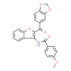 ChemSpider 2D Image | N-[2-(1,3-Benzodioxol-5-ylcarbonyl)-1-benzofuran-3-yl]-4-methoxybenzamide | C24H17NO6