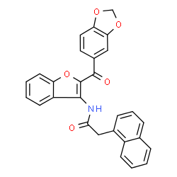 ChemSpider 2D Image | N-[2-(1,3-Benzodioxol-5-ylcarbonyl)-1-benzofuran-3-yl]-2-(1-naphthyl)acetamide | C28H19NO5