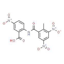 ChemSpider 2D Image | 2-[(2-Methyl-3,5-dinitrobenzoyl)amino]-5-nitrobenzoic acid | C15H10N4O9