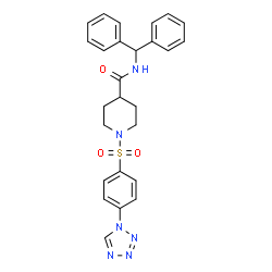 ChemSpider 2D Image | N-(Diphenylmethyl)-1-{[4-(1H-tetrazol-1-yl)phenyl]sulfonyl}-4-piperidinecarboxamide | C26H26N6O3S