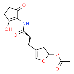 ChemSpider 2D Image | 4-{(1E)-3-[(2-Hydroxy-5-oxo-1-cyclopenten-1-yl)amino]-3-oxo-1-propen-1-yl}-2,3-dihydro-2-furanyl acetate | C14H15NO6