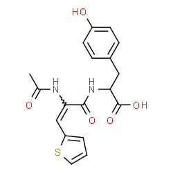 ChemSpider 2D Image | N-[(2E)-2-Acetamido-3-(2-thienyl)-2-propenoyl]tyrosine | C18H18N2O5S