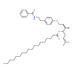 ChemSpider 2D Image | (2Z)-1-{4-[2-(Benzoylamino)ethyl]phenoxy}-3,7-dimethyl-2,6-octadien-4-yl stearate | C43H65NO4
