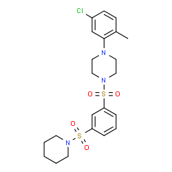 ChemSpider 2D Image | 1-(5-Chloro-2-methylphenyl)-4-{[3-(1-piperidinylsulfonyl)phenyl]sulfonyl}piperazine | C22H28ClN3O4S2