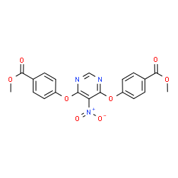 ChemSpider 2D Image | Dimethyl 4,4'-[(5-nitro-4,6-pyrimidinediyl)bis(oxy)]dibenzoate | C20H15N3O8