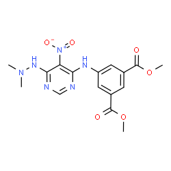 ChemSpider 2D Image | Dimethyl 5-{[6-(2,2-dimethylhydrazino)-5-nitro-4-pyrimidinyl]amino}isophthalate | C16H18N6O6