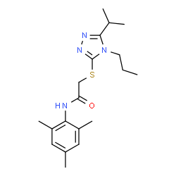 ChemSpider 2D Image | 2-[(5-Isopropyl-4-propyl-4H-1,2,4-triazol-3-yl)sulfanyl]-N-mesitylacetamide | C19H28N4OS