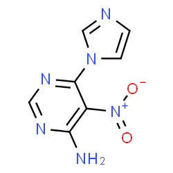 ChemSpider 2D Image | 6-(1H-Imidazol-1-yl)-5-nitropyrimidin-4-amine | C7H6N6O2