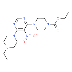 ChemSpider 2D Image | Ethyl 4-[6-(4-ethyl-1-piperazinyl)-5-nitro-4-pyrimidinyl]-1-piperazinecarboxylate | C17H27N7O4
