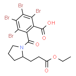 ChemSpider 2D Image | 2,3,4,5-Tetrabromo-6-{[2-(3-ethoxy-3-oxopropyl)-1-pyrrolidinyl]carbonyl}benzoic acid | C17H17Br4NO5
