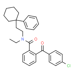 ChemSpider 2D Image | 2-(4-Chlorobenzoyl)-N-ethyl-N-[2-(1-phenylcyclohexyl)ethyl]benzamide | C30H32ClNO2