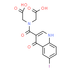 ChemSpider 2D Image | 2,2'-{[(6-Iodo-4-oxo-1,4-dihydro-3-quinolinyl)carbonyl]imino}diacetic acid | C14H11IN2O6