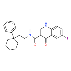 ChemSpider 2D Image | 6-Iodo-N-methyl-4-oxo-N-[2-(1-phenylcyclohexyl)ethyl]-1,4-dihydro-3-quinolinecarboxamide | C25H27IN2O2