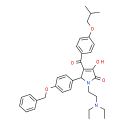 ChemSpider 2D Image | 5-[4-(Benzyloxy)phenyl]-1-[2-(diethylamino)ethyl]-3-hydroxy-4-(4-isobutoxybenzoyl)-1,5-dihydro-2H-pyrrol-2-one | C34H40N2O5