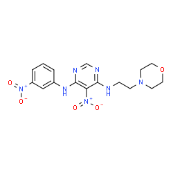 ChemSpider 2D Image | N-[2-(4-Morpholinyl)ethyl]-5-nitro-N'-(3-nitrophenyl)-4,6-pyrimidinediamine | C16H19N7O5