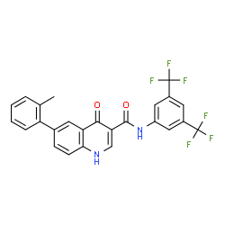 ChemSpider 2D Image | N-[3,5-Bis(trifluoromethyl)phenyl]-6-(2-methylphenyl)-4-oxo-1,4-dihydro-3-quinolinecarboxamide | C25H16F6N2O2
