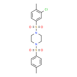 ChemSpider 2D Image | 1-(3-Chloro-4-methyl-benzenesulfonyl)-4-(toluene-4-sulfonyl)-piperazine | C18H21ClN2O4S2