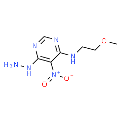 ChemSpider 2D Image | 6-Hydrazino-N-(2-methoxyethyl)-5-nitro-4-pyrimidinamine | C7H12N6O3