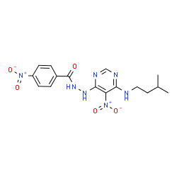 ChemSpider 2D Image | N'-{6-[(3-Methylbutyl)amino]-5-nitropyrimidin-4-yl}-4-nitrobenzohydrazide | C16H19N7O5