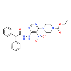 ChemSpider 2D Image | Ethyl 4-{6-[2-(diphenylacetyl)hydrazino]-5-nitropyrimidin-4-yl}piperazine-1-carboxylate | C25H27N7O5
