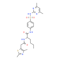 ChemSpider 2D Image | N-{4-[(4,6-Dimethyl-2-pyrimidinyl)sulfamoyl]phenyl}-N~2~-[(2,4-dimethyl-1,3-thiazol-5-yl)acetyl]norleucinamide | C25H32N6O4S2