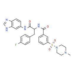 ChemSpider 2D Image | N-1H-Benzimidazol-6-yl-4-fluoro-Nalpha-{3-[(4-methyl-1-piperazinyl)sulfonyl]benzoyl}phenylalaninamide | C28H29FN6O4S