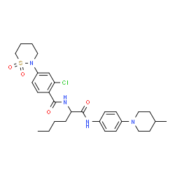 ChemSpider 2D Image | N~2~-[2-Chloro-4-(1,1-dioxido-1,2-thiazinan-2-yl)benzoyl]-N-[4-(4-methyl-1-piperidinyl)phenyl]norleucinamide | C29H39ClN4O4S