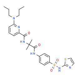 ChemSpider 2D Image | 6-(Dipropylamino)-N-(2-methyl-1-oxo-1-{[4-(1,3-thiazol-2-ylsulfamoyl)phenyl]amino}-2-propanyl)-2-pyridinecarboxamide | C25H32N6O4S2