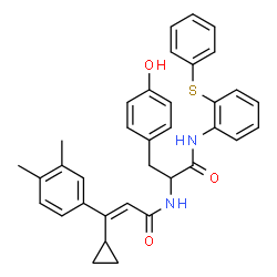 ChemSpider 2D Image | Nalpha-[(2E)-3-Cyclopropyl-3-(3,4-dimethylphenyl)-2-propenoyl]-N-[2-(phenylsulfanyl)phenyl]tyrosinamide | C35H34N2O3S