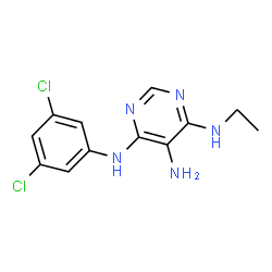 ChemSpider 2D Image | N~4~-(3,5-Dichlorophenyl)-N~6~-ethyl-4,5,6-pyrimidinetriamine | C12H13Cl2N5