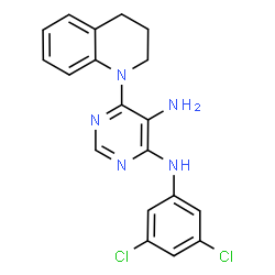 ChemSpider 2D Image | N~4~-(3,5-Dichlorophenyl)-6-(3,4-dihydroquinolin-1(2H)-yl)pyrimidine-4,5-diamine | C19H17Cl2N5