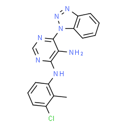ChemSpider 2D Image | 6-(1H-Benzotriazol-1-yl)-N~4~-(3-chloro-2-methylphenyl)pyrimidine-4,5-diamine | C17H14ClN7