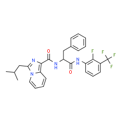 ChemSpider 2D Image | N-[2-Fluoro-3-(trifluoromethyl)phenyl]-Nalpha-[(3-isobutylimidazo[1,5-a]pyridin-1-yl)carbonyl]phenylalaninamide | C28H26F4N4O2