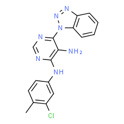 ChemSpider 2D Image | 6-(1H-Benzotriazol-1-yl)-N~4~-(3-chloro-4-methylphenyl)pyrimidine-4,5-diamine | C17H14ClN7