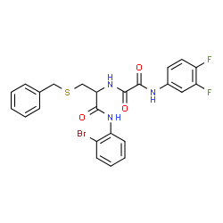 ChemSpider 2D Image | N-{3-(Benzylsulfanyl)-1-[(2-bromophenyl)amino]-1-oxo-2-propanyl}-N'-(3,4-difluorophenyl)ethanediamide | C24H20BrF2N3O3S