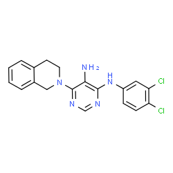 ChemSpider 2D Image | N~4~-(3,4-Dichlorophenyl)-6-(3,4-dihydroisoquinolin-2(1H)-yl)pyrimidine-4,5-diamine | C19H17Cl2N5