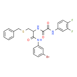 ChemSpider 2D Image | N-{3-(Benzylsulfanyl)-1-[(3-bromophenyl)amino]-1-oxo-2-propanyl}-N'-(3,4-difluorophenyl)ethanediamide | C24H20BrF2N3O3S
