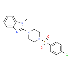 ChemSpider 2D Image | 2-{4-[(4-Chlorophenyl)sulfonyl]-1-piperazinyl}-1-methyl-1H-benzimidazole | C18H19ClN4O2S