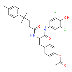 ChemSpider 2D Image | 4-(3-[(3,5-Dichloro-4-hydroxyphenyl)amino]-2-{[4-methyl-4-(4-methylphenyl)pentanoyl]amino}-3-oxopropyl)phenyl acetate | C30H32Cl2N2O5