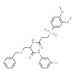 ChemSpider 2D Image | S-Benzyl-N-(3-chlorophenyl)-N~2~-{3-[(3,4-dimethoxyphenyl)sulfonyl]propanoyl}cysteinamide | C27H29ClN2O6S2
