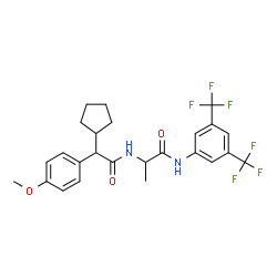 ChemSpider 2D Image | N-[3,5-Bis(trifluoromethyl)phenyl]-N~2~-[cyclopentyl(4-methoxyphenyl)acetyl]alaninamide | C25H26F6N2O3