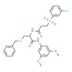 ChemSpider 2D Image | S-Benzyl-N~2~-{3-[(3-chlorophenyl)sulfonyl]propanoyl}-N-(3,5-dimethoxyphenyl)cysteinamide | C27H29ClN2O6S2