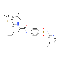 ChemSpider 2D Image | N~2~-[(4-Isopropyl-2-methyl-1,3-thiazol-5-yl)carbonyl]-N-{4-[(4-methyl-2-pyrimidinyl)sulfamoyl]phenyl}norleucinamide | C25H32N6O4S2