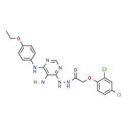 ChemSpider 2D Image | N'-{5-Amino-6-[(4-ethoxyphenyl)amino]-4-pyrimidinyl}-2-(2,4-dichlorophenoxy)acetohydrazide | C20H20Cl2N6O3