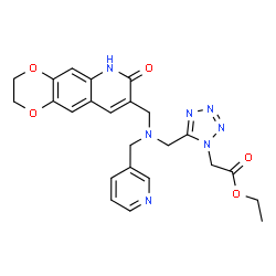 ChemSpider 2D Image | Ethyl [5-({[(7-oxo-2,3,6,7-tetrahydro[1,4]dioxino[2,3-g]quinolin-8-yl)methyl](3-pyridinylmethyl)amino}methyl)-1H-tetrazol-1-yl]acetate | C24H25N7O5
