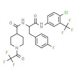 ChemSpider 2D Image | N-[4-Chloro-3-(trifluoromethyl)phenyl]-4-fluoro-Nalpha-{[1-(trifluoroacetyl)-4-piperidinyl]carbonyl}phenylalaninamide | C24H21ClF7N3O3