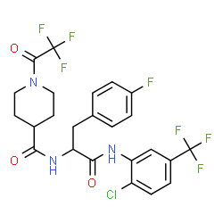 ChemSpider 2D Image | N-[2-Chloro-5-(trifluoromethyl)phenyl]-4-fluoro-Nalpha-{[1-(trifluoroacetyl)-4-piperidinyl]carbonyl}phenylalaninamide | C24H21ClF7N3O3