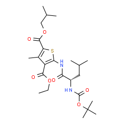 ChemSpider 2D Image | 4-Ethyl 2-isobutyl 3-methyl-5-[(N-{[(2-methyl-2-propanyl)oxy]carbonyl}-L-leucyl)amino]-2,4-thiophenedicarboxylate | C24H38N2O7S